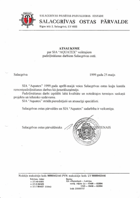 SIA "AQUATEX" klientu atsauksmes 31