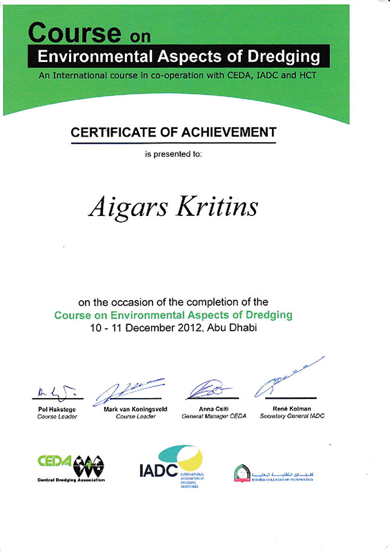 SIA "AQUATEX" sertifikāti un licences 2